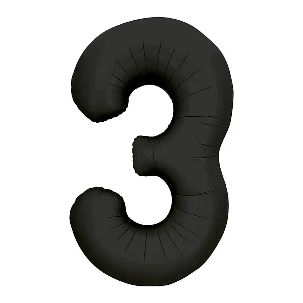 Globo Metalizado Numero 3 Negro Mate