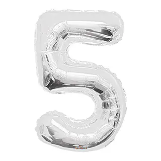 Globo Metalizado Numero 5 Plateado