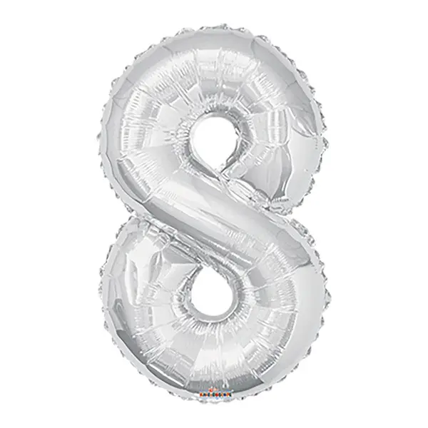 Globo Metalizado Numero 8 Plateado