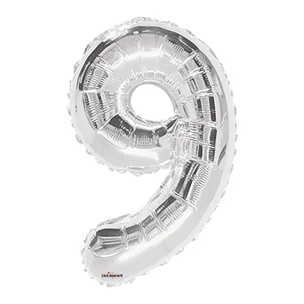 Globo Metalizado Numero 9 Plateado