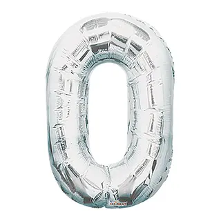 Globo Metalizado Numero 0 Plateado