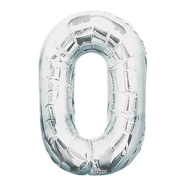Globo Metalizado Numero 0 Plateado