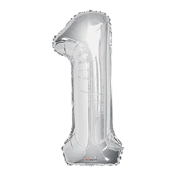 Globo Metalizado Numero 1 Plateado