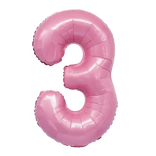 Globo Y Metalizado Numero 3 Rosado