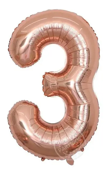 Globo Metalizado Numero 3 Oro Rosa