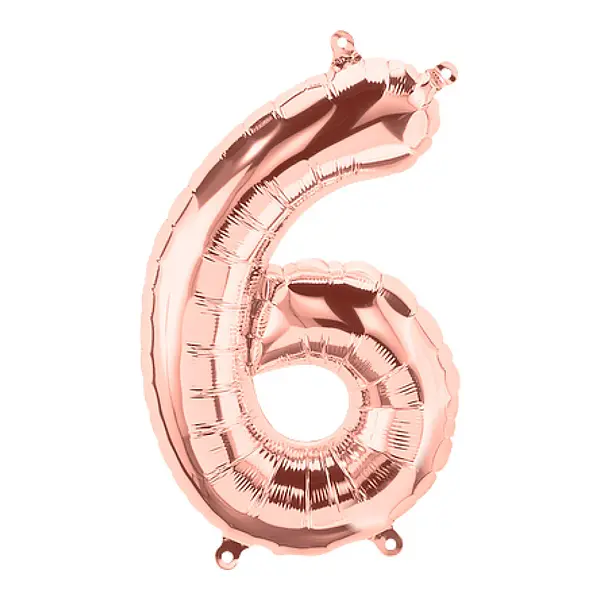 Globo Metalizado Numero 6 Oro Rosa