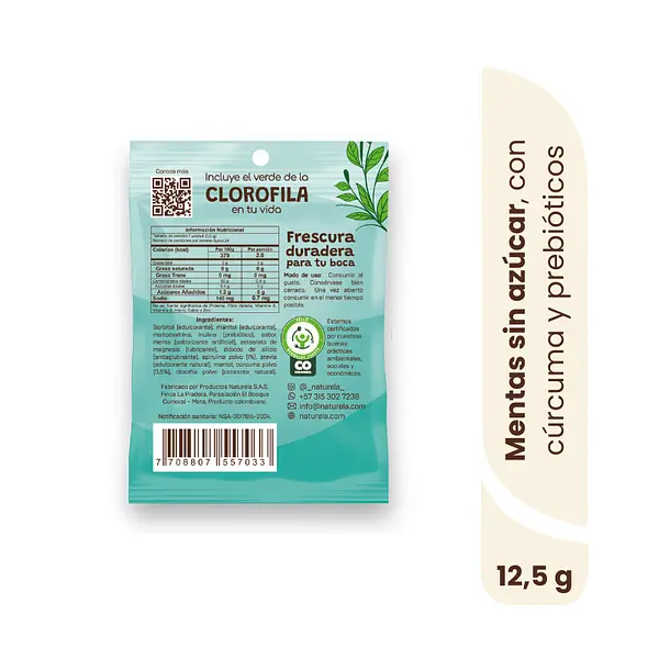Mentas Sin Azúcar Con Cúrcuma - Spirulina - Prebióticos