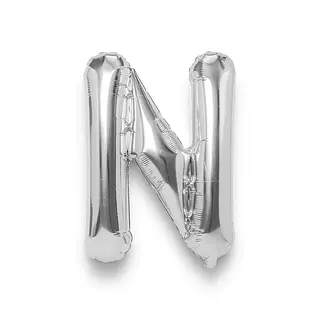 Globo Metalizado Letra N Plateado