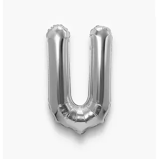 Globo Metalizado Letra U Plateado