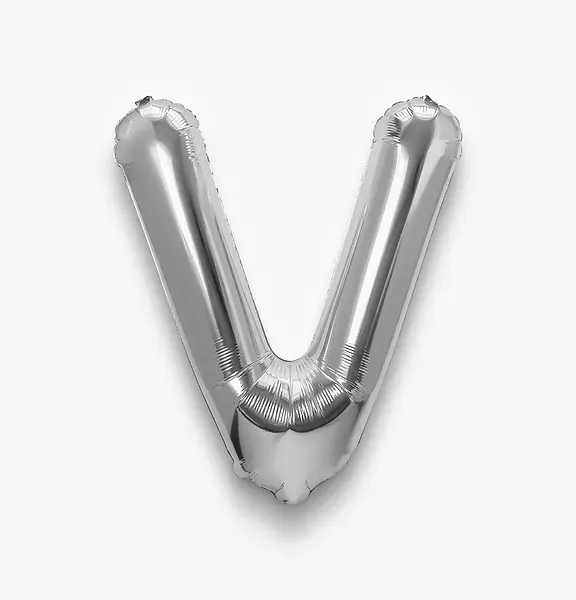 Globo Metalizado Letra V Plateado