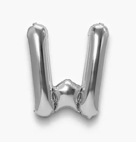 Globo Metalizado Letra W Plateado