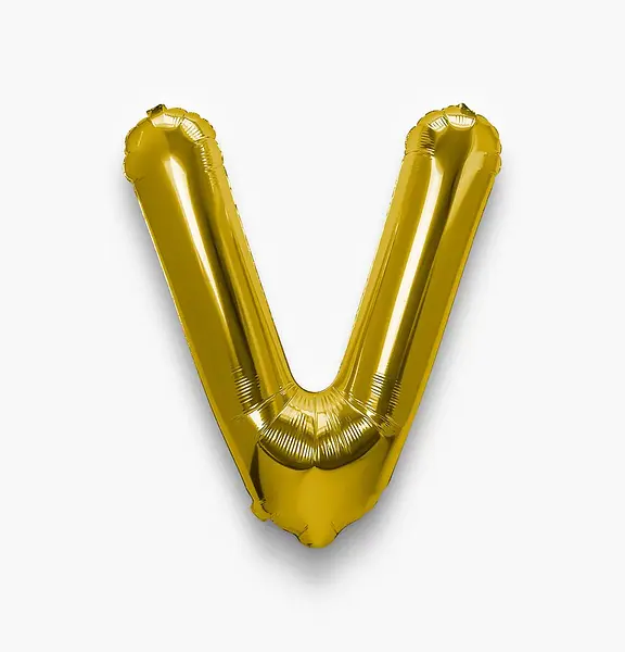 Globo Metalizado Letra V Dorado