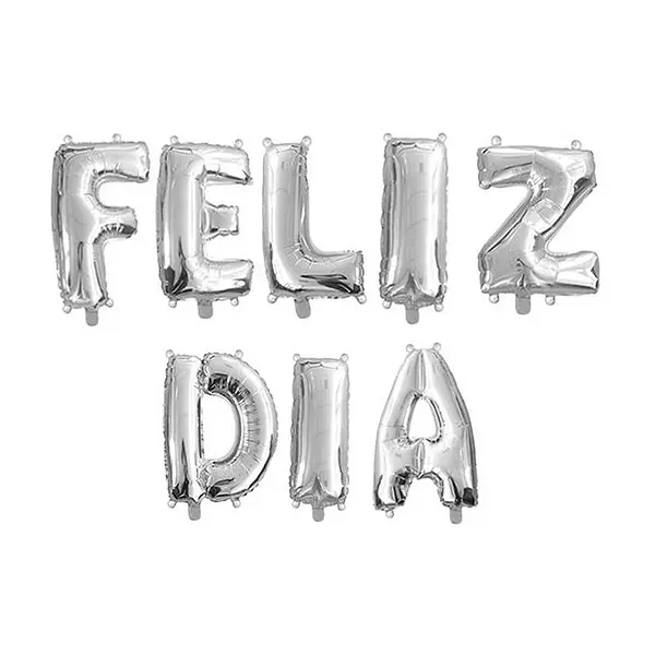 Globo Metalizado Feliz Dia Plateado