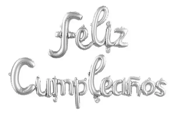 Globo Metalizado Feliz Cumpleaños Cursivo Plateado
