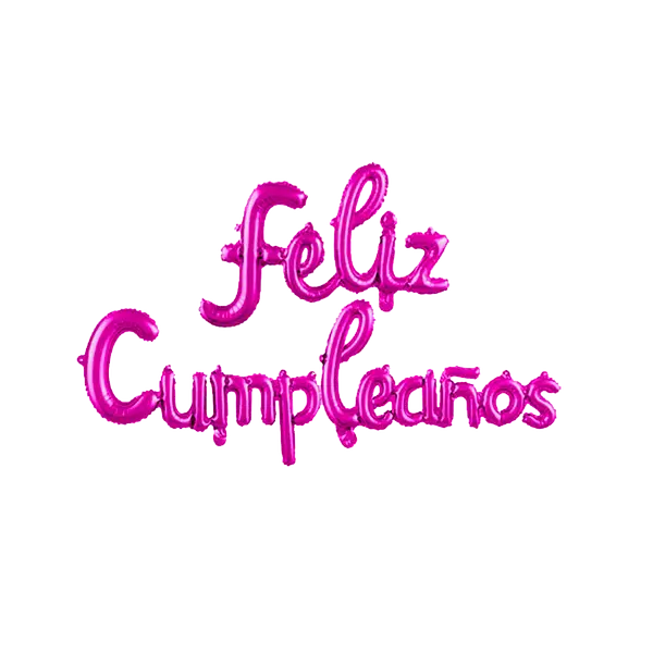 Globo Metalizado Feliz Cumpleaños Cursivo Fucsia
