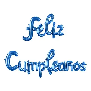 Globo Metalizado Feliz Cumpleaños Cursivo Azul
