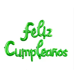 Globo Metalizado Feliz Cumpleaños Cursivo Verde