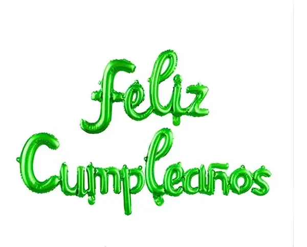 Globo Metalizado Feliz Cumpleaños Cursivo Verde