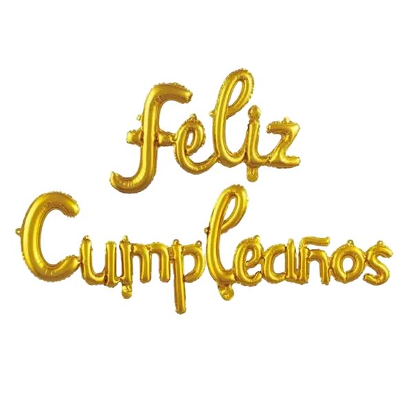 Globo Metalizado Feliz Cumpleaños Cursivo Dorado