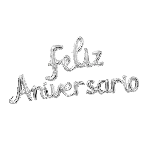 Globo Metalizado Feliz Aniversario Plateado