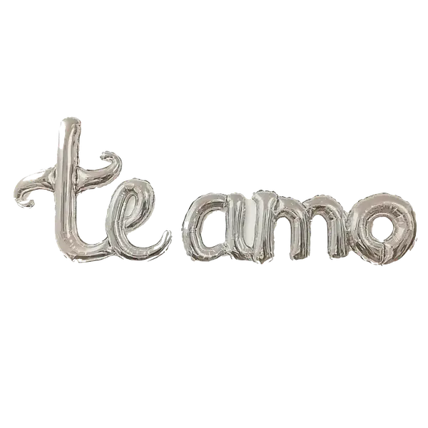 Globo Metalizado Te Amo Cursivo Plateado