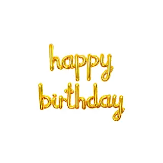 Globo Metalizado Happy Birthday Cursivo Dorado