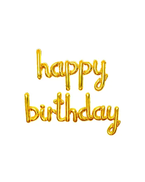 Globo Metalizado Happy Birthday Cursivo Dorado