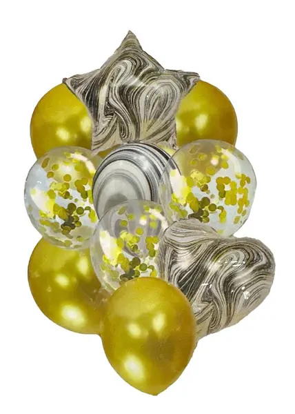 Bouquet De Globos Foil+Latex Agata Dorado Y Amarillo