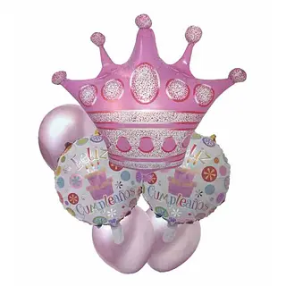 Bouquet De Globos Foil Cumpleaños Rosado