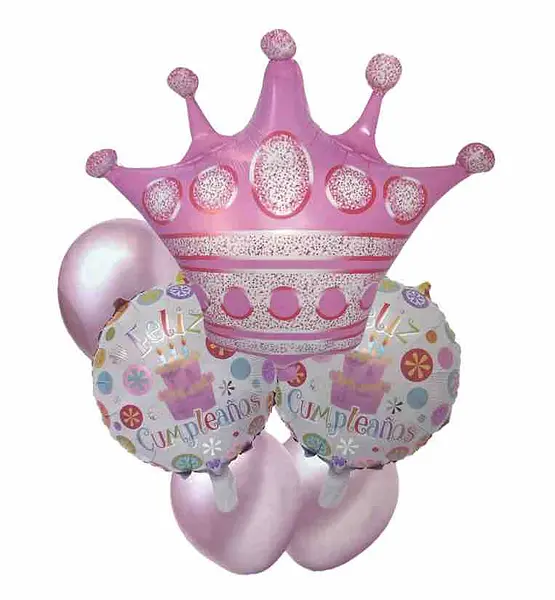 Bouquet De Globos Foil Cumpleaños Rosado