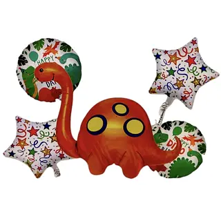 Bouquet De Globos Foil Dinosaurio Rojo