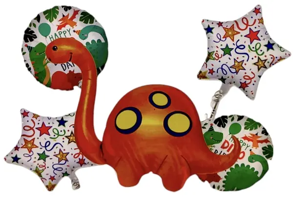 Bouquet De Globos Foil Dinosaurio Rojo