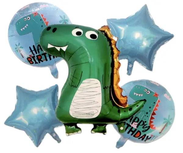 Bouquet De Globos Foil Dinosaurio Verde Oscuro