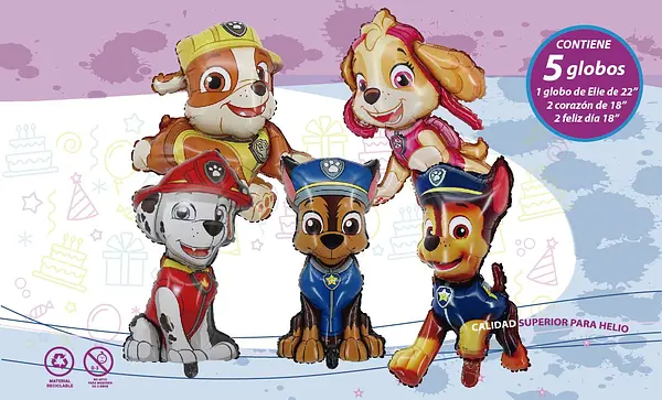 Bouquet De Globos Foil Paw Patrol En Grupo