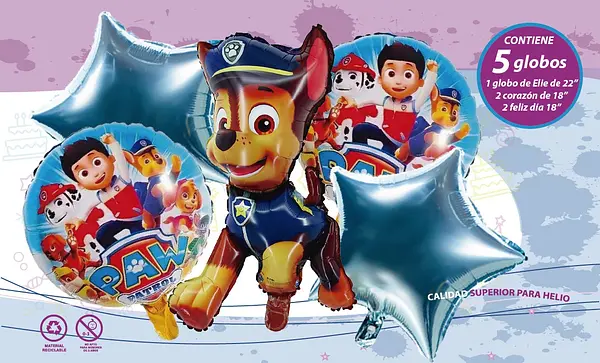 Bouquet De Globos Foil Paw Patrol Azul