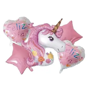 Bouquet De Globos Foil Unicornio Rosado