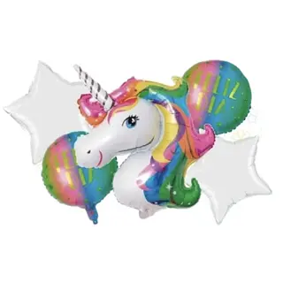 Bouquet De Globos Foil Unicornio Vario Color