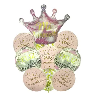 Bouquet De Globos Foil+Latex Corona X10pcs
