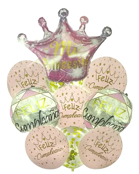 Bouquet De Globos Foil+Latex Corona X10pcs