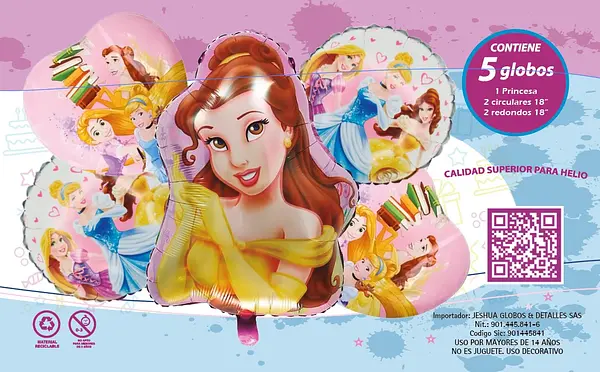 Bouquet De Globos Foil Princesa Bella