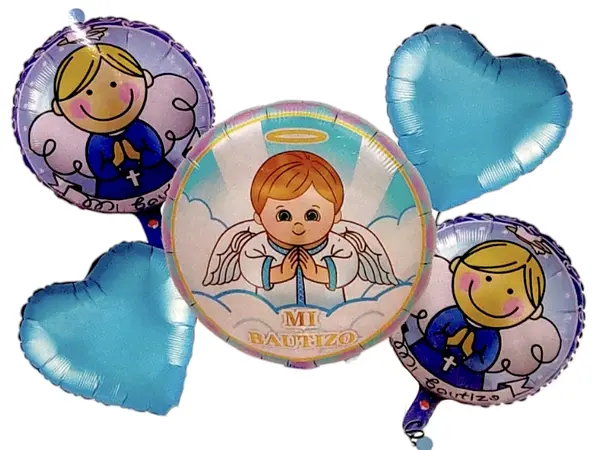 Bouquet De Globos Foil Mi Bautizo Niño