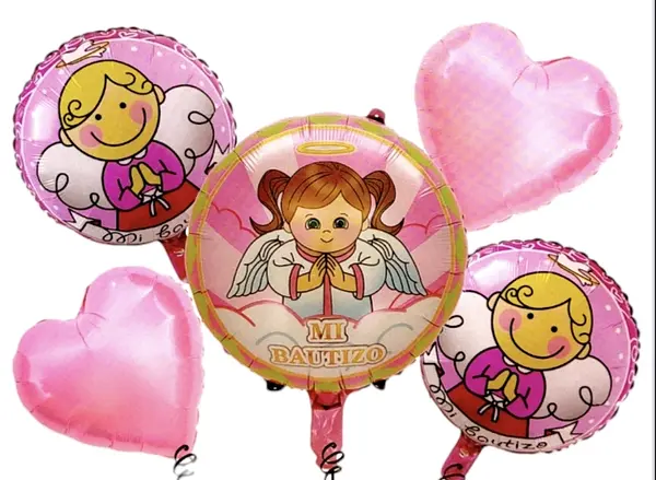 Bouquet De Globos Foil Mi Bautizo Niña