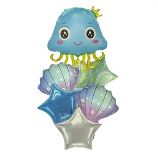 Bouquet De Globos Foil Acuatico Azul