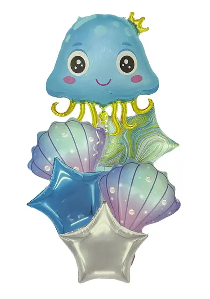 Bouquet De Globos Foil Acuatico Azul