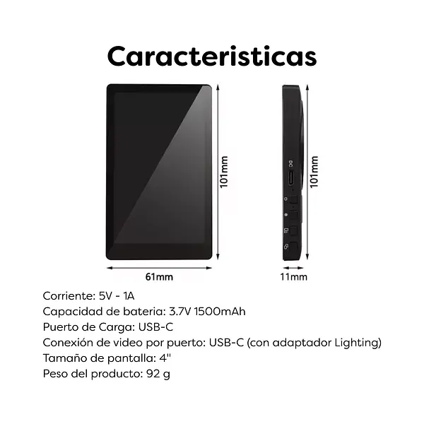 Monitor Selfie Magnético De 4" Para Celulares