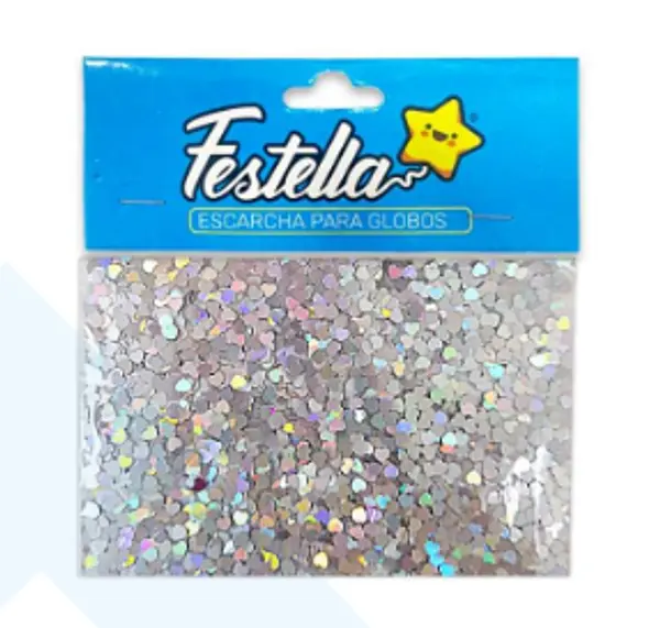 Escarcha Globo Corazon Plateado Paquete X12