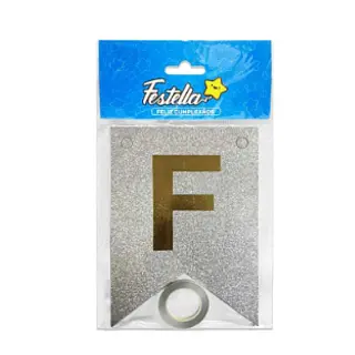 Banderin Feliz Cumpleaños Escarchado Plateado