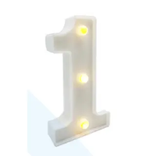 Lampara De Numero 1 16cm Luz Calida