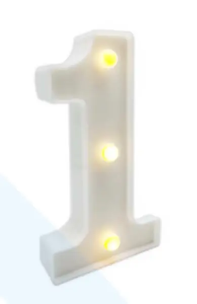Lampara De Numero 1 16cm Luz Calida