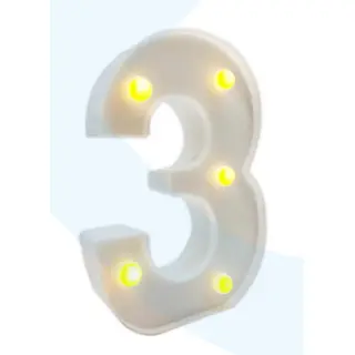 Lampara De Numero 3 16cm Luz Calida